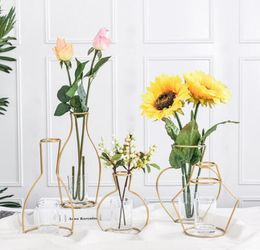 Nordic style simple geometric iron hydroponic vase decoration dry flower arrangement table simple design ornaments