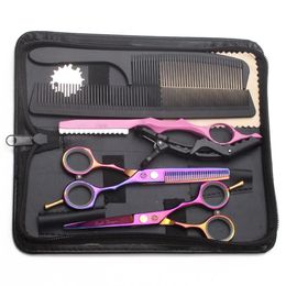 Hair Cutting Scissors Suit 5.5" 6" 440C Thinning Shears Barber Makas Hairdressing Scissors Razor Professional Hair Scissors set Promotion