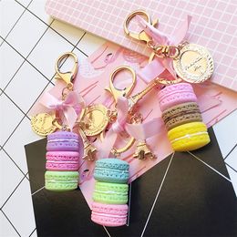 New Macaron Cake Key Chain Fashion Cute Keychain Bag Charm Car Key Ring Wedding Party gift Jewellery For Women Men