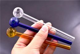 13CM Length Pyrex Glass Oil Burner Pipe Clear Blue Green Cheap Glass Oil Burner Water Hand Pipes Smoking Accessories for bubbler water bong