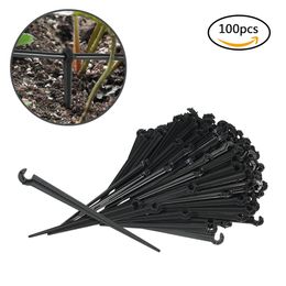 100pcs Plastic Hook Fixed Stems Support Holder Drip Irrigation Water Hose Drop for Watering Garden Flower