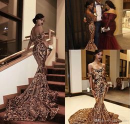 Luxury South African Black Girls Prom Dresses Pretty Mermaid Off Shoulder Holidays Graduation Wear Evening Party Gowns Custom Made Plus Size