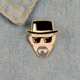 Man Face Enamel Pins Personality Black Sunglasses Hat gentleman Lapel Pin Brooch Shirt Bag Badge Lady Jewelry Gift To A Friend
