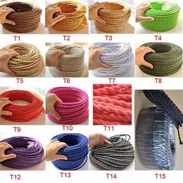 50m Candy Colour Retro Electric Wire Vintage Fabric Electrical Cable Electrical Cable Woven Braided Cable Power Cord For Lighting