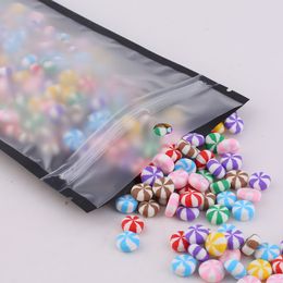 10x18cm/ 4x7in 100pcs Tear Notch Matte Clear/ Black/ Black Self Seal Mylar Plastic Storage Bag Flat Zip Bags