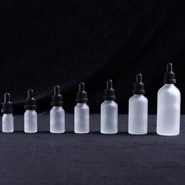 essentials hat UK - Clear Frosted Glass Liquid Reagent Pipette Bottles Eye Dropper Aromatherapy Essential Oils Perfumes bottles with Anti-theft Caps 5ml-100ml