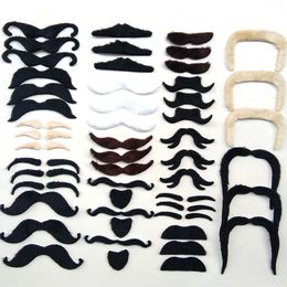 48pcs/Set Fake Mustaches Self Adhesive For Party Costume Performance Novelty Mustaches For Kids Adult Simulation Beard 16 Styles dc854