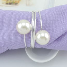 Pearl Napkin Ring Metal Napkin Buckle Serviette Holder For Hotel Restaurant Table Decoration Wedding Supplies