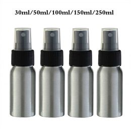 30ml 50ml 100ml 250ml Aluminum Empty Atomizer Refillable Perfume Travel Spray Bottle with whiter/Black Spray Cap