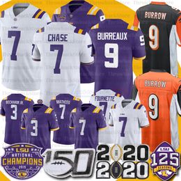 LSU Tigers Joe Burrow Burreaux Jersey JaMarr Chase Leonard Fournette Odell Beckham Jr. Tyrann Mathieu Patrick Peterson Guice Football Jersey