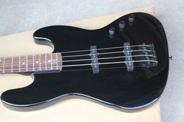Factory Custom Black 4 Strings Electric Bass Guitar with Black Headstock,Black Hardwares,Rosewood Fretboard,Customized