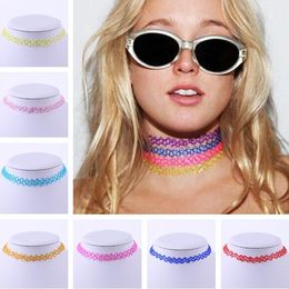 Hot new fashion Handmade Vintage hippy stretch tattoo choker necklace Elastic line Punk Grunge Statement Necklaces WCW153