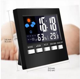 Digital Floor Temperature Humidity Alarm Clocks LCD Weather Station Display Clock