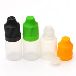 Wholesale- Needle bottle 5ml PE Plastic Dropper Bottles with Childproof Caps & long fine Tips for E juice