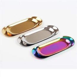 Dishes & Plates gold trays storage stainless steel pvd plated towel oval tray popular product decoration metal