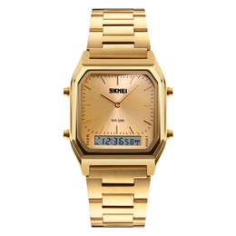 SKMEI Brand Luxury Watch Men Full Stainless Steel Digital Quartz Analogue Fashion Business Wristwatch Auto Date Drelogio masculino
