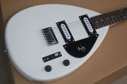 Custom Shop Hutchins Brian Jones Teardrop Signature White Electric Guitar White Paint Neck, Tremolo Bridge, White Pickups & Chrome Ring