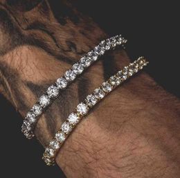 5mm 4mm 3mm Iced Out Tennis Bracelet Zirconia Triple Lock Hiphop Jewellery 1 Row Cubic Luxury Men Bracelets GB1233