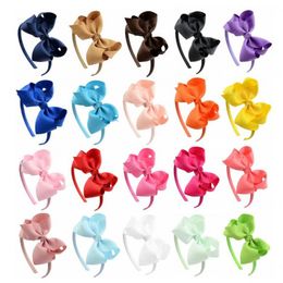 4 inch Children Girls Lovely Hair Bow Hairband Hair Accessories Kids Solid Color Simple Festival Bow Ties Headwear Wholesale
