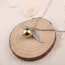 10 Snitch Angel wings Feather Necklaces Geometric round Gold Snitch Time gift Necklace Vintage Men movie Pendant Necklace