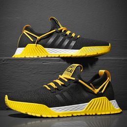 2022 Running Shoes G.N.SHIJIA Fashion Top Quality Flying Weaving Rubber Sole Black Yellow 72 Women Men Sport Sneakers