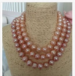 LONG NATURAL HUGE SOUTH SEA 11-12MM PINK PEARL NECKLACE 50"14K GOLD CLASP
