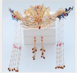 Headwear New Chinese Wedding Garment Phoenix Crown Hair Ornament Retro-ancient Wedding Atmospheric Dragon and Phoenix Wear Accessories