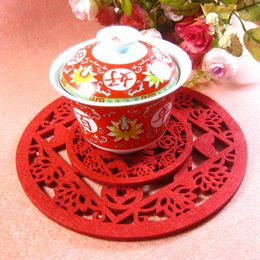 Non-Woven Cup Mat Home Decoration Round Cup Pads Dining Table Mat Heat Insulation Holder Weeding Decoration yq00800