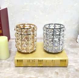 Exquisite Crystal Candlesticks Wedding Candle Holder Home Desktop Decor Romantic Candlelight Dinner Props Multifunctio Pen Holder Free Ship