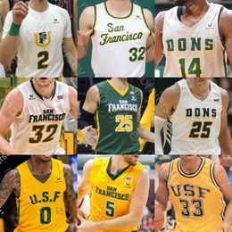 Custom San Francisco USF Dons Basketball Jersey NCAA College Phil Smith Charles Minlend Bouyea Lull Shabazz Ratinho Dailey