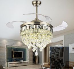 Modern Crystal Ceiling Fans Lamp AC110V 220V Ceiling Fans Chandelier Living Room Bedroom Chandeliers Ceiling Light Pendant Lamp MYY