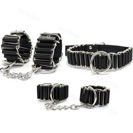 Bondage Fashion Slave Neck Collar Leash Wristcuffs Anklets Handcuffs Restraint Shackle #R52