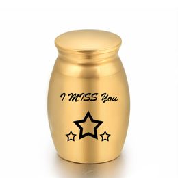 25x16mm Small Jar Cremation Mini Urn Pet/Human Memorial Cremation Jewelry Pet Ash Keepsake Funeral Casket - I Miss You