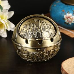 Vintage Zinc Alloy Flower Pattern Balloon Ashtray Cigarette With Top House Decoration Ashtrays