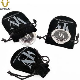 MOQ 50 pcs Custom LOGO Folding Bag Hanger Without Mirror Printing Gift Velvet Purse Holder Handbag Table Hook