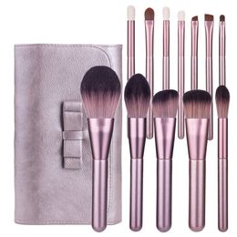 12pcs Grape makeup brushes set Foundation Blending Face Powder Blush Eyeshadow Make up Brush Kit with Leather bag Contour Cosmetic Tool