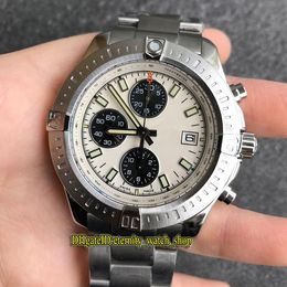 Top version Challenger A13388111C1A1 Cal.13 Chronograph Automatic White Dial Mens Watch Steel Case one way ratchet Bezel Designer Watches