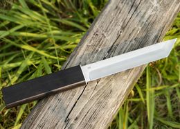 Top Quality Katana Knife D2 Tanto Point Satin Blade Ebony Handle Fixed Blade Knives With Wood Sheath Gift knife