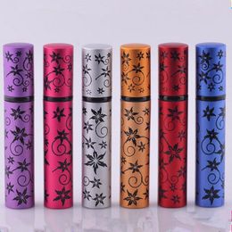 Fashion Print Flowers 10ML Portable Aluminum Perfume Bottle With Spray Empty Parfum Case For Cosmetic