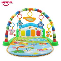 Huanger Baby 3 in 1 Play Mat Develop Crawling Children's Music Mat with Keyboard Infant Fitness Carpet Educational Rack Toys