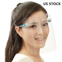 US Ship Protective Full Face Mask WIth Goggles Transparent Anti Fluids Face Shield Anti Dust Splash Mouth Face Clear Protective Mask FY8083