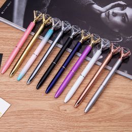 Crystal Diamond Ballpoint Pens Fashion School Office Supplies NEW Design Big Gem Metal Ball Pen Student Gift