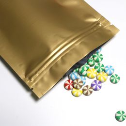 8x12CM, 100X Heat Sealable Aluminum Foil Mylar Flat Matte Gold Ziplock Package Bags For Herbs Food Storage Bag