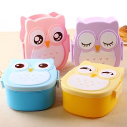 Kawaii Candy Colour Owl Lunch Box Microwave Oven Bento Container Case Dinnerware Children's Birthday Gift