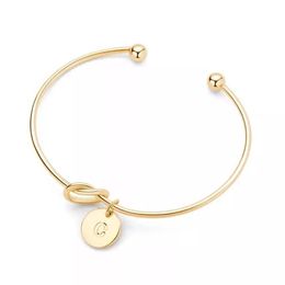 26 Letter Rose Gold Silver Gold Knot Heart Bracelet Bangle Girl Fashion Jewelry Zinc Alloy Round Pendant Chain Link Bracelets