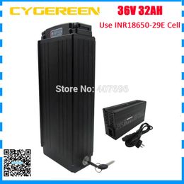 1000W lithium battery pack 36V 32AH Rear rack 36 Volt electric bike battery black use 29E 2900mah cell 30A BMS With 5A Charger