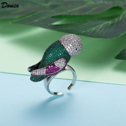 Donia Jewellery luxury ring fashion bird copper micro-inlaid Colourful zircon gift from European and American creative designers