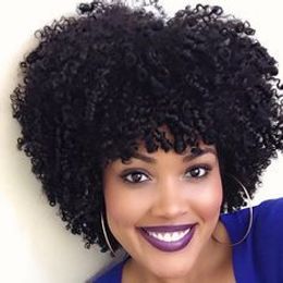 NEW good quality hairstyle soft brazilian Hair African Ameri afro kinky curly wigs Simulation Human Hair afro short curly wig