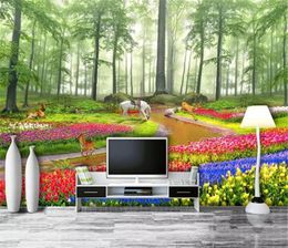 Mural Wallpaper 3d Extremely Beautiful HD Fantasy Forest Flower Sea 3D Landscape Painting Living Room Bedroom Background Wall Wallpaperl