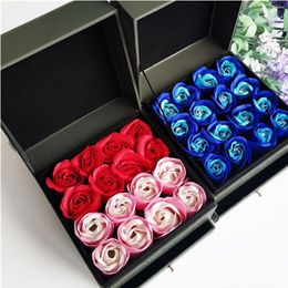 valentines day square drawer creative jewelry necklace box wooden double fleece everlasting flower gift box flower box